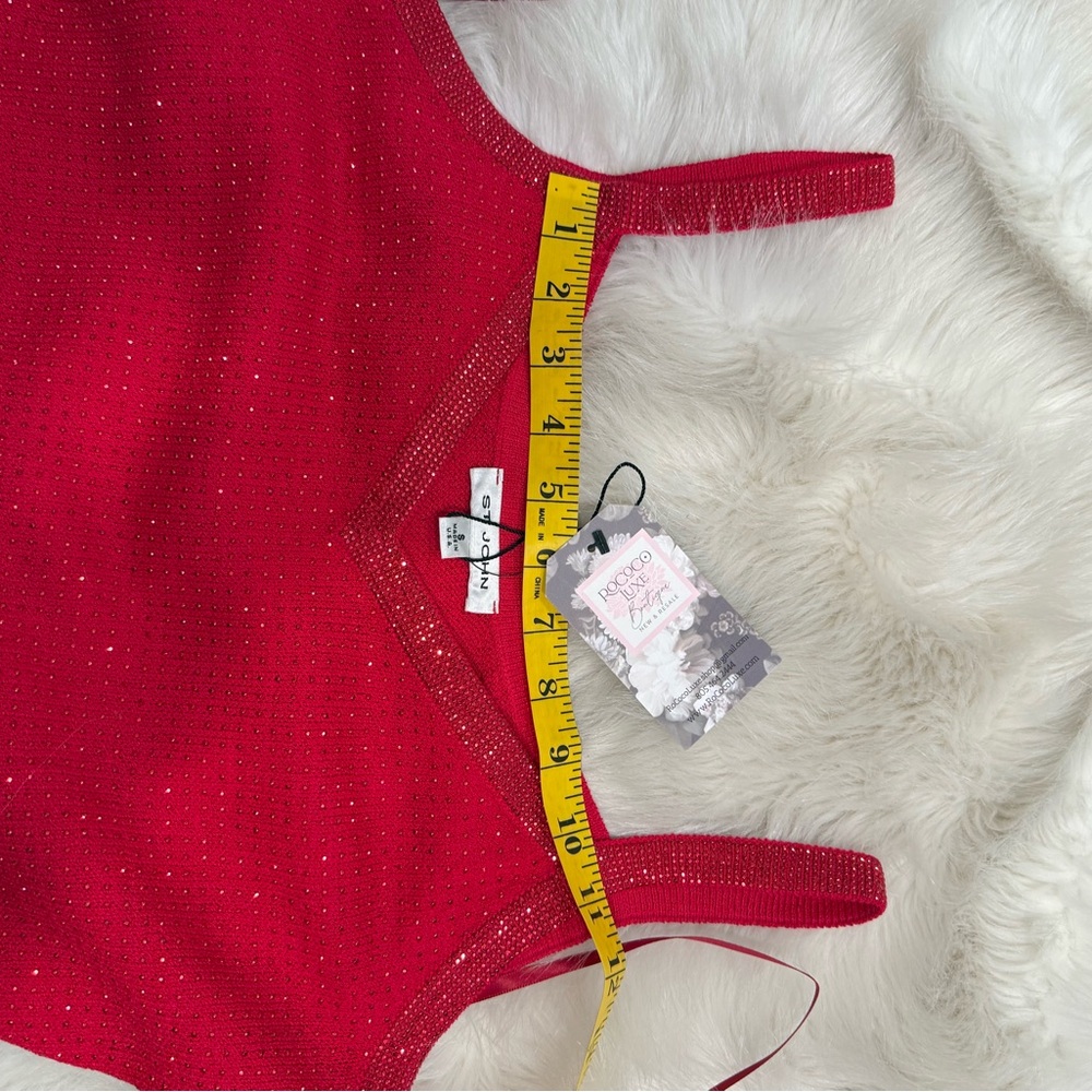 NEW St. John Tank bright Red party holiday evening sparkly crystals Knit S M - Picture 16 of 17
